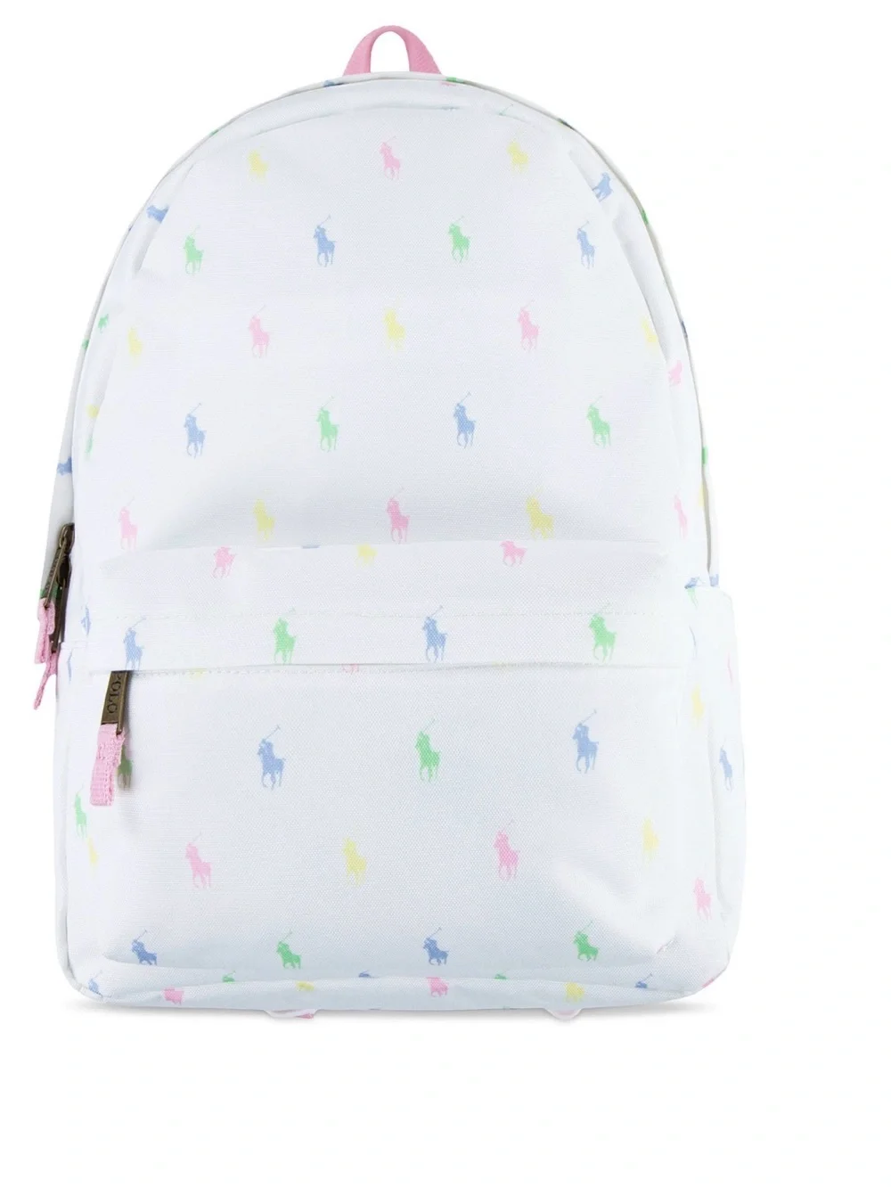 New Authentic Polo Ralph Lauren White Candy Backpack Girls 17in Bottle Pocket